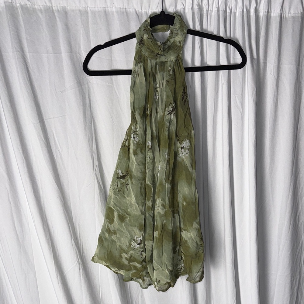 Green Floral Halter Top